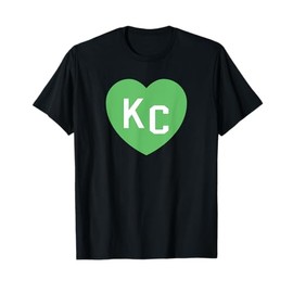 Kansas City Hearts Green 2 Letter Kc Hearts T-Shirt, Men's Standard Fit, Black