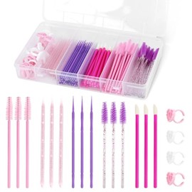 HASTHIP® Kit de Herramientas de Maquillaje para Mujeres,Cepillos Desechables para Cejas,Pestañas Labios y Sombras Aplicadores y Pinceles Maquillaje Portátiles con Caja Viaje