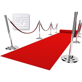 EZLucky Red Carpet Runner for Party, 4X15 ft, 130 GSM Felt Non-Woven with Double-Sided No Traces Adhesive Sticke, Aisle Runner for Wedding, Movie Theme Party Decos, Red Runway Rug for Prom