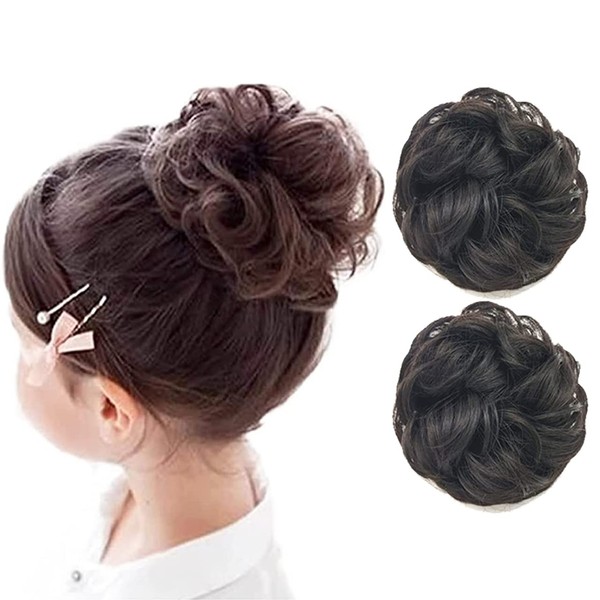 Shomty Kids' Wig, Set of 2, With Curls, Scrunchie, Ponytail, Black, For Children, Shichi-Go-San Hair Ornament, Curled, Scrunchie, 3 Years Old, 7 Years Old, Kimono, Kimono, Point Wig, Chignon, Bun Extension, Bulk Hair (Ash Black)
