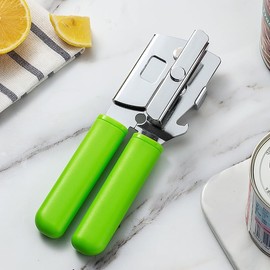 Simple Steel Can Opener - Sturdy Metal Manual Lid Opener, Long-Lasting, Durable, Turn Knob, Tough & Sharp Tin Puncture Teeth Rollers, Non-Slip ABS Grip Handles, Rustproof, Bottles, Jars, Colour Range