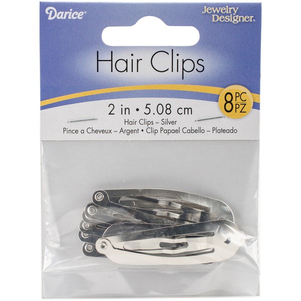 Darice Jewelry Designer Hair Clip Snap On 2" 8 Piece