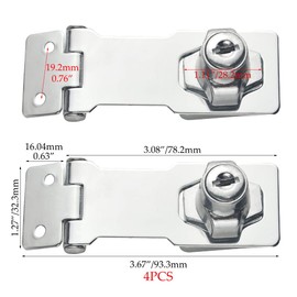 TOVOT 4PCS 3" Locking Hasp with Keys Shed Locks Heavy Duty Hasp Locks Latches for Door Cabinet Drawer (Keyed Alike)