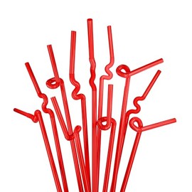 Tall Extra Flexible Bendy Plastic Drinking Straws - Extends to Nearly 13 Inches (250, Red)