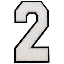 1 PCS 9.0" White Chenille Number Patch, Iron on Patches for Clothes Jersey Bags Backpacks Jeans,Large Numbers Pair with Initial Patch Varsity Large Letter,DIY Accessories. (White 6)