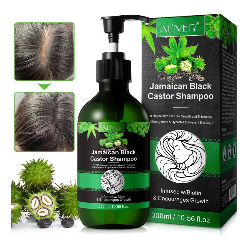Shampoo Con Aceite De Recino Negro Jamaicano Con Biotina