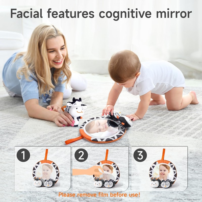 Baby Pram Toy 0 Month Black and White Soft Rattles