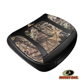 Mossy Oak Car Seat Cover, Luxury Faux Leather Front Bottom Seat Cushion Cover, Universal Anti-Slip with Wrap-Around Design and Storage Bags, Suitable for Most Vehicles - Black Color 1 Piece