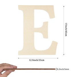 Large Wooden Letters 17 Inch, Big Wood Letters E Shape Cutouts Alphabet Unfinished Paintable Wooden Letters for Wall Decor DIY Crafts Painting Birthday Wedding Party Classroom Nursery Home Decor