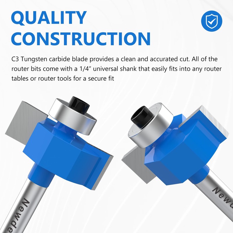 Newdeli 1/4 Inch Shank Rabbet Router Bit 1/2" Height with