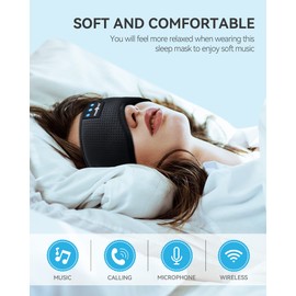 MUSICOZY MUSICOZY Sleep Headphones Breathable Bluetooth 5.4 Headband 3D Sleeping Headphones, Wireless Eye Mask Sleep Earbuds for Side Sleeper Office Air Travel Cool Tech Gadgets Unique Gifts (Matte Black)