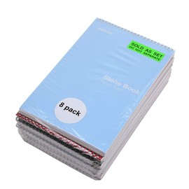 Mintra Office Steno Books (Poly Steno 8pk (Arctic Ice, Green Olive, Charcoal), Narrow Ruled) - Poly Cover, 6" x 9", 100 sheets for Writing Notes for school, office, work, 6x9 steno notepad, top bound spiral (8 PACK)