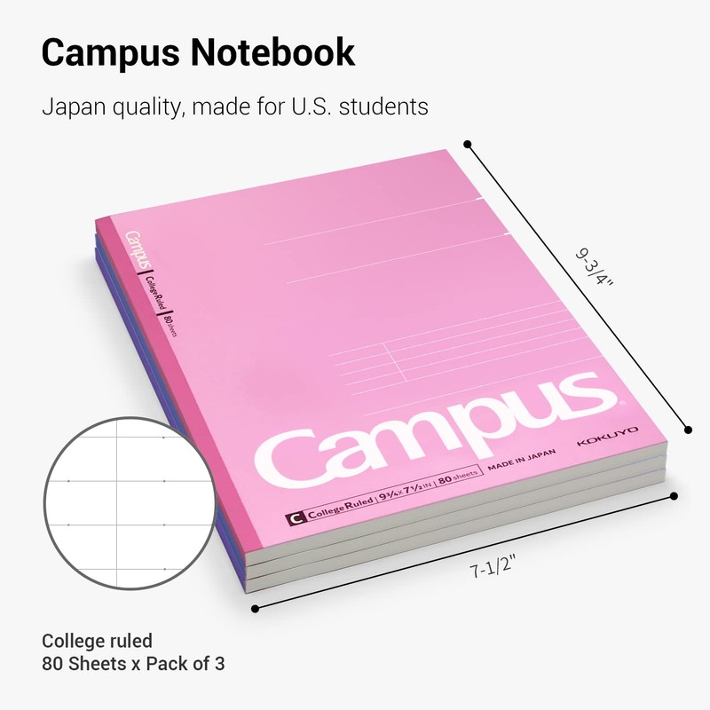 KOKUYO Campus Composition Notebook, 9-3/4“ x 7-1/2”, College Ruled, 80