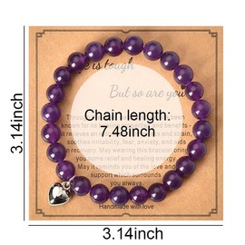Amethyst Healing Bracelet for Women Anxiety and Stress Relief Items Inspirational Birthday Gifts for Teen Girls Crystal Beads Bracelet Sets for BFF Christmas Graduation Gift for Daughter Niece Wife
