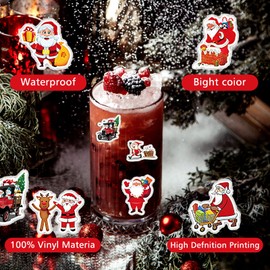 Amaxiu Pack of 100 Merry Christmas Stickers, Waterproof Vinyl Christmas Stickers, Christmas Decoration Stickers, Water Bottles Stickers for Laptop, Scrapbook, Holiday Gift (A)