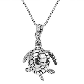AeraVida Movable Sea Turtle Swimming .925 Sterling Silver Pendant Necklace | Cute Sterling Silver Necklace for Women | Necklace Women Jewelry | Gift for Daughter