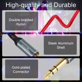 Twozoh 6.35mm オーディオケーブル 0.5M, TRS バランスステレオオーディオ ギター ケーブル オス-オス(1M-5M) 適格請求書発行可