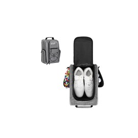 Wolt Golf Shoe Bag - Sports & Travel Shoes Carrier Bags with Ventilation & Double Outside Accessory Pocket for Socks, Tees, Golf Balls, etc. for women and men (Grey)