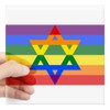 CafePress Rainbow Star of David Sticker Square Bumper Sticker Car