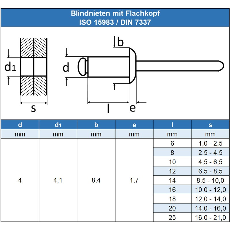 Eisenwaren2000 4 x 8 mm blind rivet (100 pieces) -