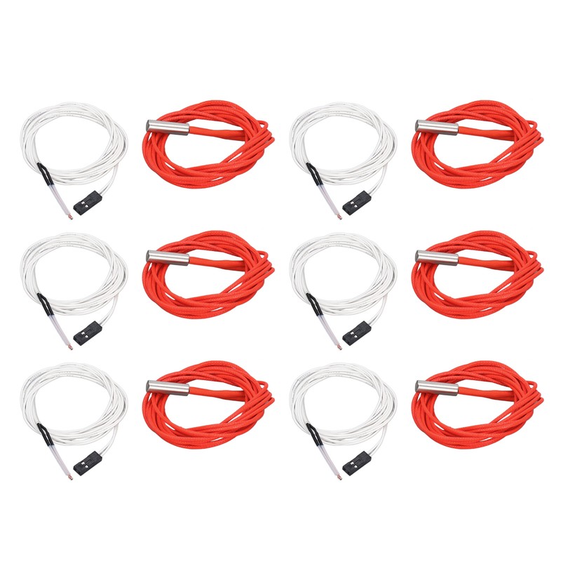 6Pcs Thermistor Wires with Terminal 6Pcs Heating Rods 3D Printer