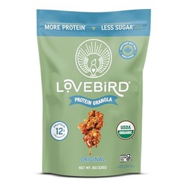 Lovebird Gluten Free Granola - Organic Protein Granola - 7 Real Ingredients - No Refined Sugar & Healthy Original Mix for High Protein Cereal, Gut Health, USDA Organic - Original 1 Pack