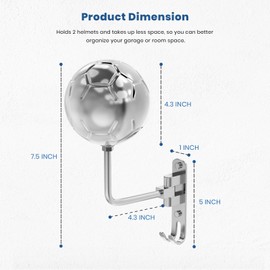 Helmet Hanger Wall Mount 180° Swivel Helmet Holder for Motorcycle Bike Racing Outerwear Sports Gear (Chrome*1)
