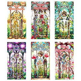 60 Pieces Window Frame Holographic Stickers, 6 Themes Glitter Transparent Stickers, Shiny PET Scrapbook Sticker Set, Waterproof Stickers Decoration Accessories for Art Craft, Junk Journal