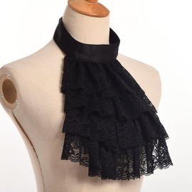 BLESSUME Steampunk Jabot Costume Accessory, Big Black Victorian Jabot