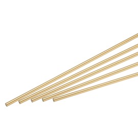 sourcing map Brass Rod,Brass Solid Round Rod 1.5mm/0.06inch Diameter 200mm Length Lathe Bar Stock for RC Model DIY Craft Pack of 15