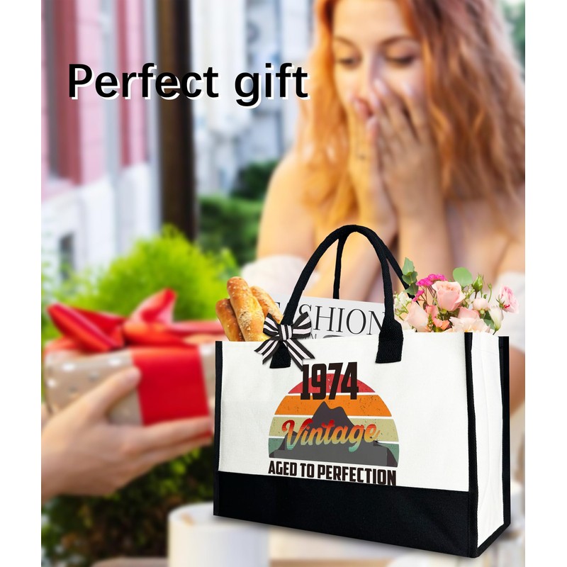 Gezred 50th Birthday Gift Tote Bag for Women, 50 Years