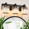 Haolaike 3 Lights Crystal Bathroom Vanity Light Modern Black Bathroom