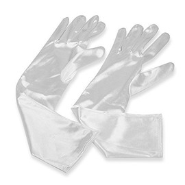 Women's 22 Inch Classic Adult Size Opera Length Satin Gloves (White)