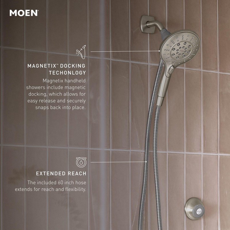 Moen Engage Chrome Magnetix Six-Function 5.5-Inch Wide Handheld Shower Head