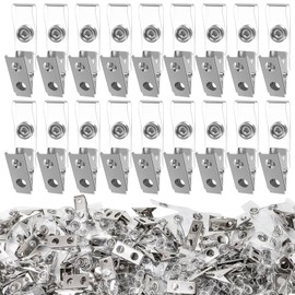 200pcs Badge Clips with Clear PVC Straps ID Holder Clip for Badge Holders Name Tags with Clips with Double Holes Name tag Clip for Badges Holders Replacement Office Supplies,Work,ID Cards