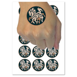 Sleipnir Norse Mythology Eight Legged Horse Temporary Tattoo Water Resistant Fake Body Art Set Collection - 54 1" Tattoos (1 Sheet)