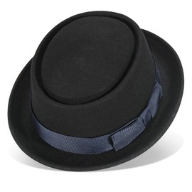 Pork Pie Hats for Men/Women, 100% Wool Felt Hat Short Brim Stout Porkpie Breaking Bad Hat Unisex Flat Top Fedora Hats Boater Derby Crushable