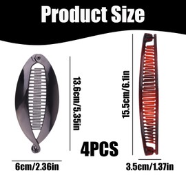 4 Stück Banana Clip,Bananenspange Haare Damen Hair Claw Haarklammer Haar Haarspangen Haarnadel Haarreifen Klammern Bananen Haarklammern mit Steckkamm Flat Banane Haarnadeln,für Dünnes (a)