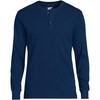 Lands' End Mens Rib Knit Sleep Henley Deep Sea Navy