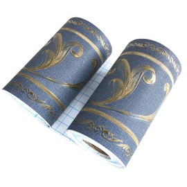 WDragon 3D Navy Floral Pattern Molding Peel Stick Wall Border for Home Wall Decor Bathroom Kitchen,4 inch by 16.4 feet (Navy)