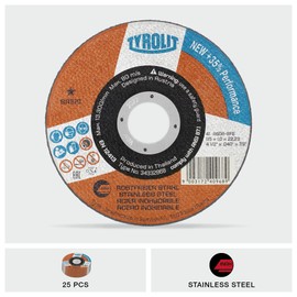 TYROLIT Super-Thin Cutting Discs for Stainless Steel -- 115 x 1.0 x 22.23 mm (Pack of 25)