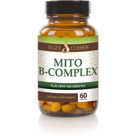 Suzy Cohen, Mito B Complex Dietary Supplement, 5-MTHF, Adeno B12, Methylation Support, Supports Healthy Nervous System, Boost Energy, Vitamin B, 60 Servings