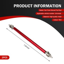 MOXRUQ 2 PCS Adjustable 8"-11" Bumper Lip Splitter Rods, Aluminum Alloy Front Splitter Strut Rods, Sporty Bumper Lip Reinforcement Accessories, Front Lip Support Rods for Most Cars (Red)