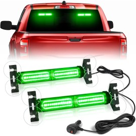 Emergency Strobe Traffic Light Bar 40LED Dash Safety Flashing Front/Rear Windshield Visor Light for TrucksLight Color: Green, Rated Power: 40, Beam Angle: Spot