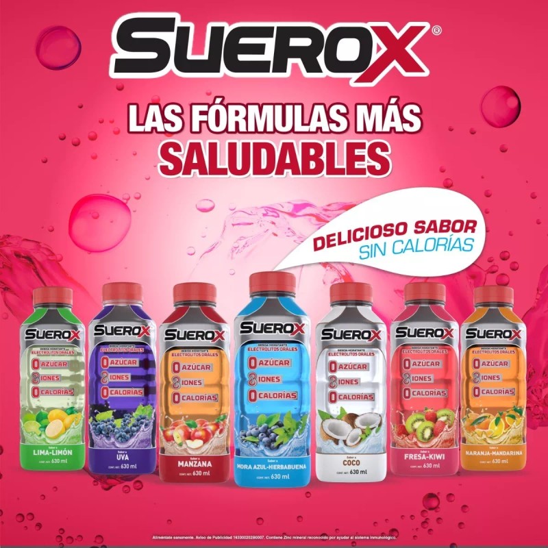 Suerox Bebida Hidratante Fresa Kiwi 630 Ml. Electrolitos