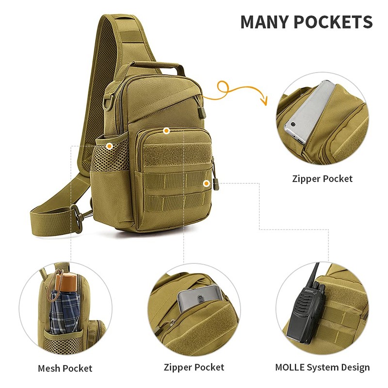 Huntvp Tactical Molle Chest Sling Pack Daypack Backpack Crossbody Bag