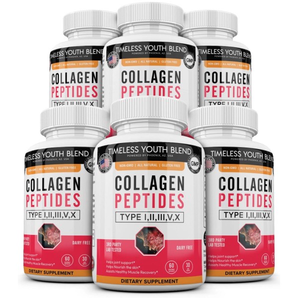 Timeless Youth Blend 6 Collagen Peptides Types I, II, III,