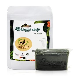 Moringa and Neem Soap 100g with Coconut Oil, Turmeric and Aloe Vera For Deep Cleanse, Exfoiliation, Oil Control and Blemish Free by Oreola Naturals (1bar)