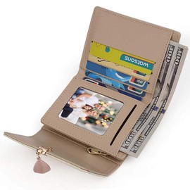 Women's Exquisite PU Leather Wallet with 6 Card Slots with 1 Window, 1 Section of Invoice and 1 Zip Pocket - Red