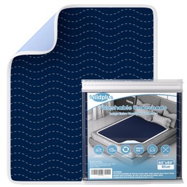 Ultra-Absorbent Extra Large Washable Waterproof Bed Pads 60"X80" Reusable, Leakproof Incontinence Bed Pads for Adults, Babies & Pets , Waterproof Bed Wetting Pads & Sheet Blanket(Blue)